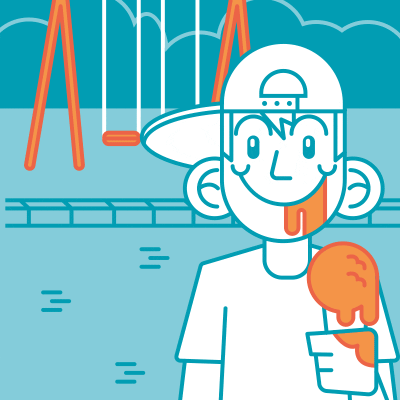 ilustración de nene comiendo helado